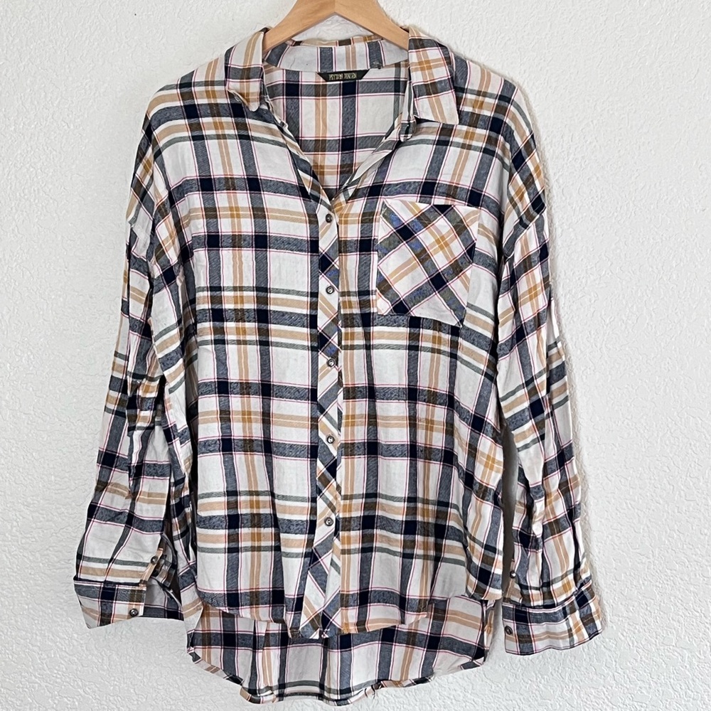 Peyton Jensen | Plaid throw on button down long sleeve baggy flannel siz…